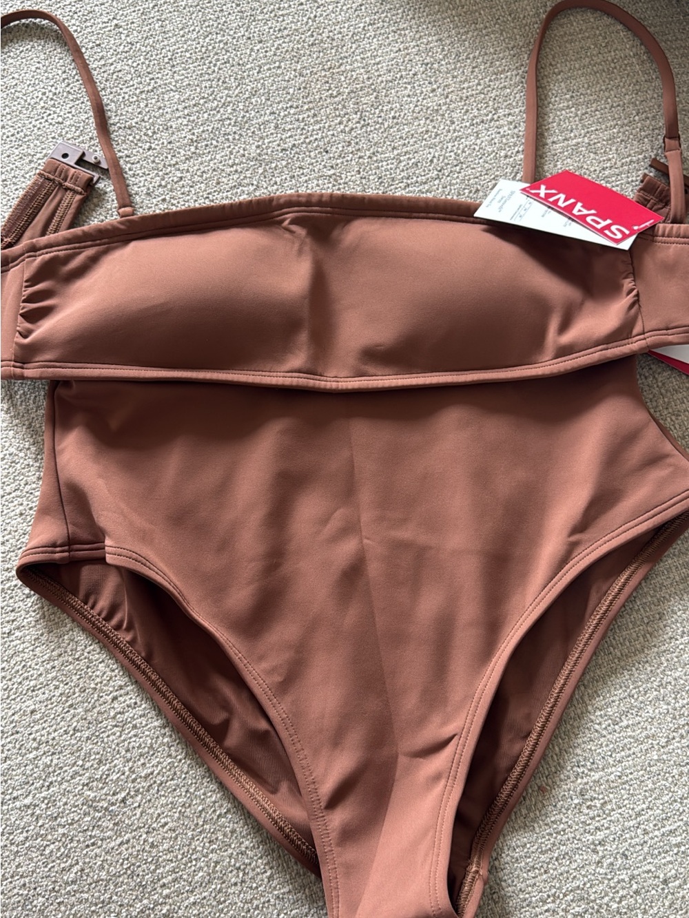 SPANX Rust Brown High-Waist Bandeau One-Piece Swim